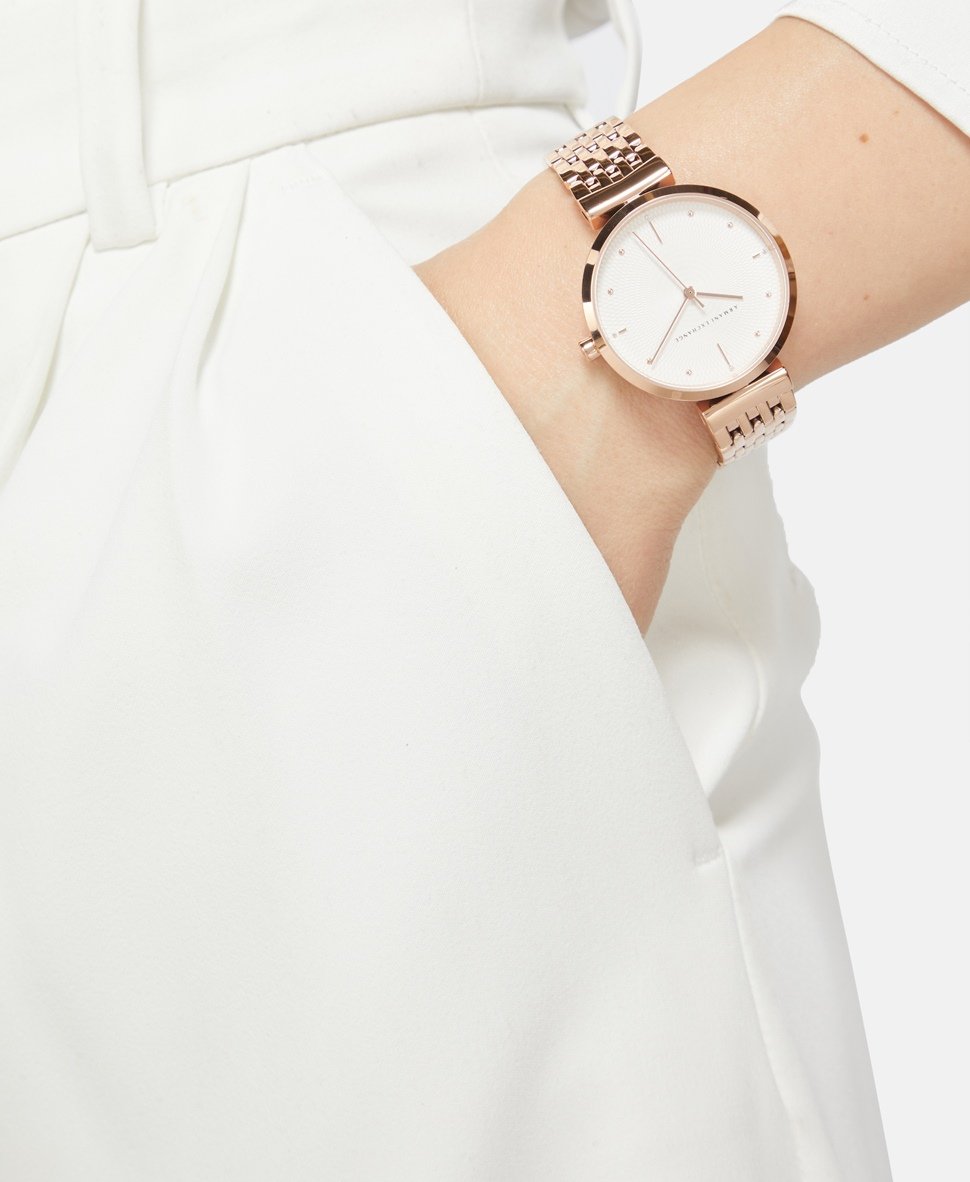 Armani Exchange hodinky Růžově zlatá 5