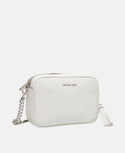 Michael Michael Kors Kožená messenger taška Stříbrná 1