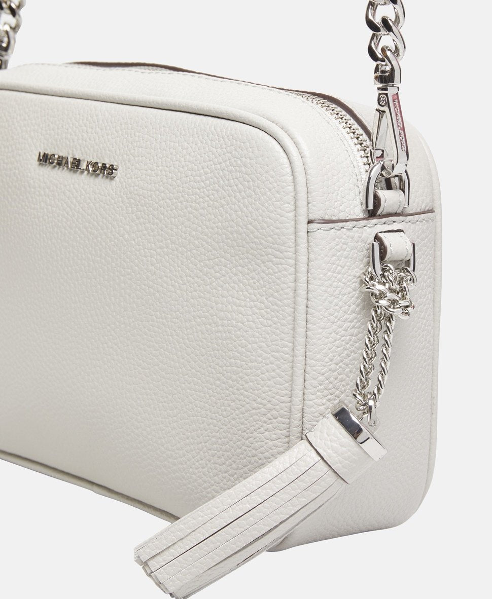 Michael Michael Kors Kožená messenger taška Stříbrná 2