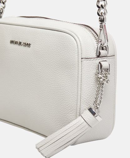 Michael Michael Kors Kožená messenger taška Stříbrná 2