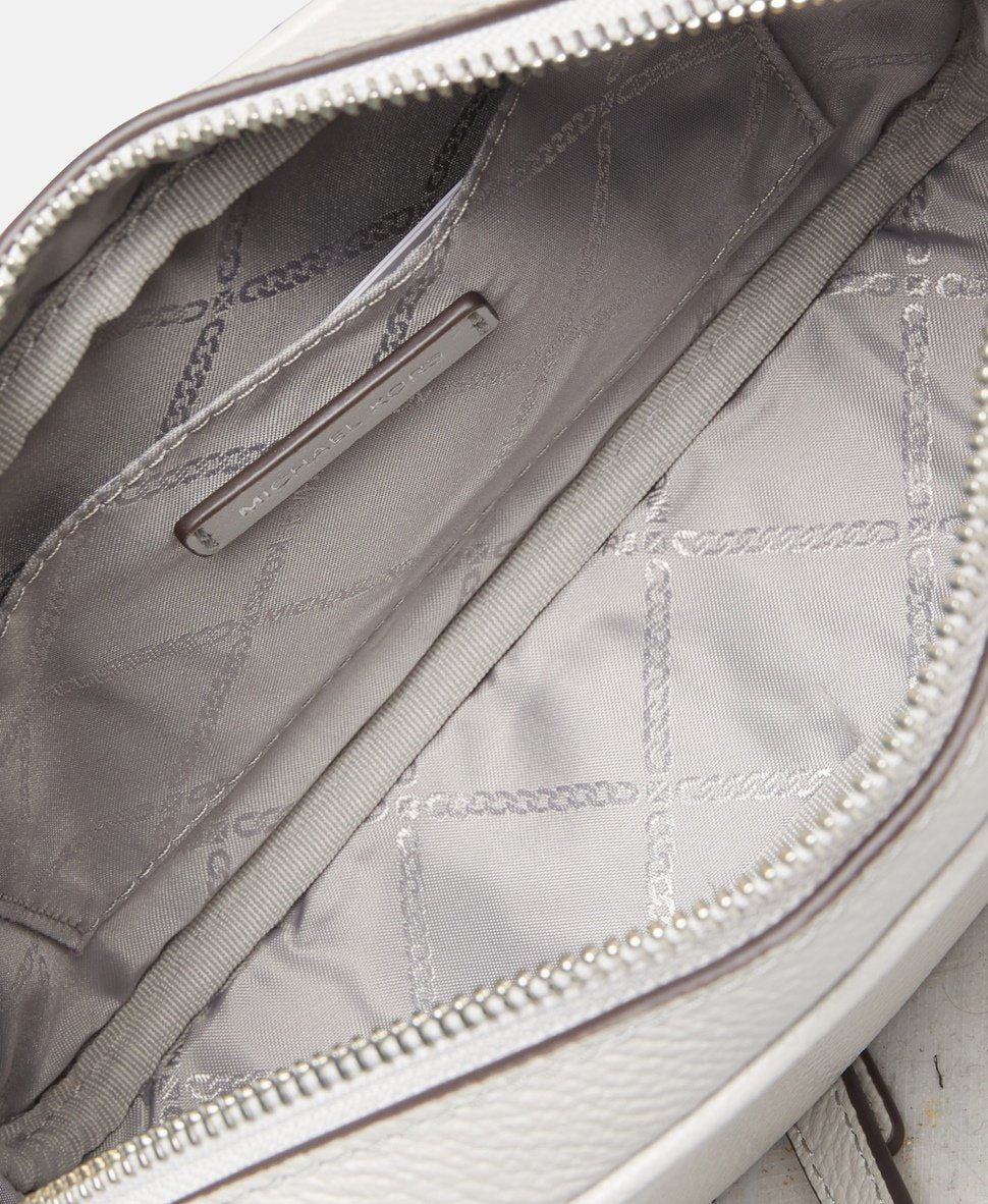 Michael Michael Kors Kožená messenger taška Stříbrná 3