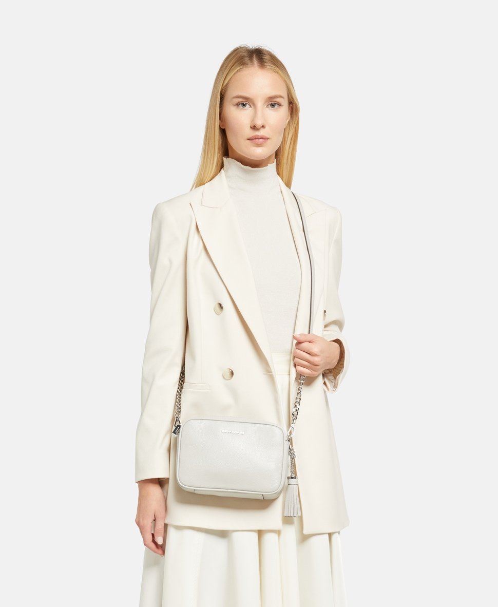 Michael Michael Kors Kožená messenger taška Stříbrná 5