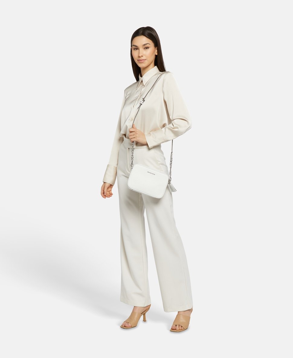 Michael Michael Kors Kožená messenger taška Bílá 5