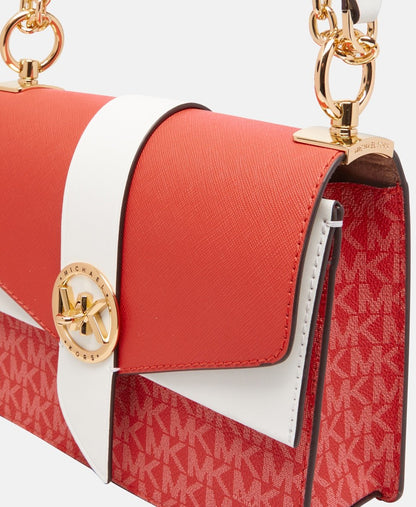 Michael Michael Kors Kožená kabelka přes rameno Petrolejová 2