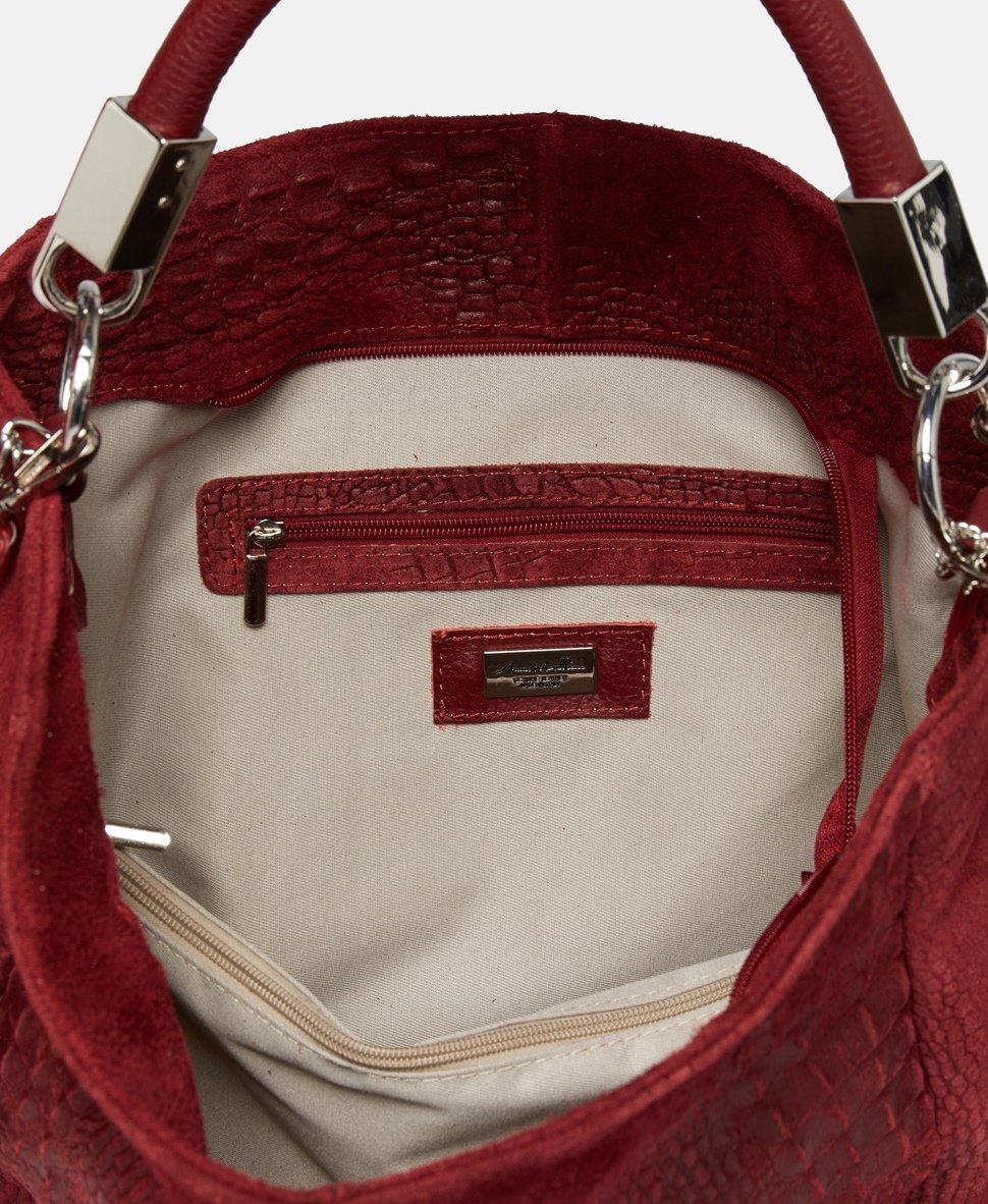 Anna Morellini kožená kabelka shopper Tmavě červená 3