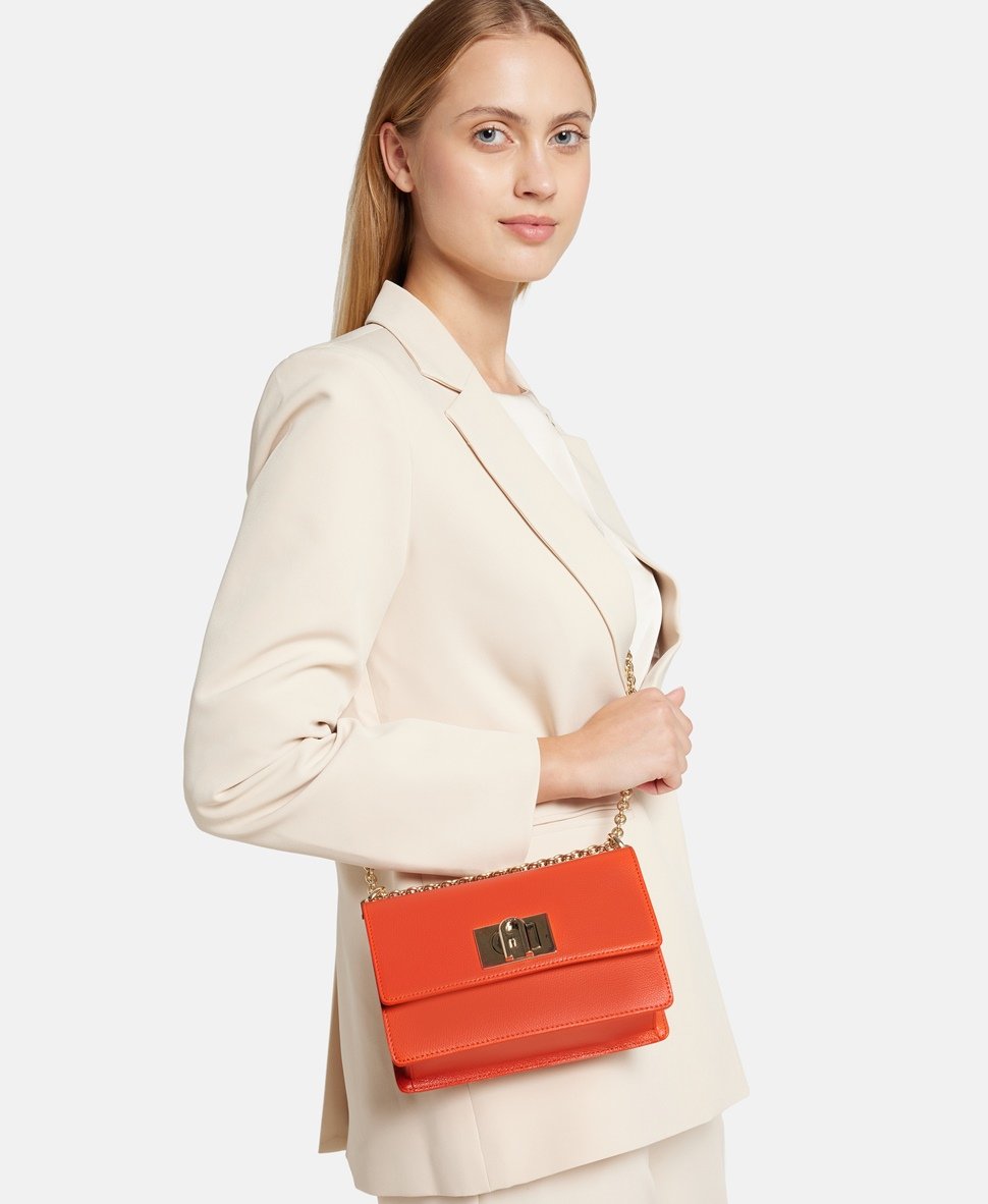 Furla Kožená messenger taška Oranžová 5