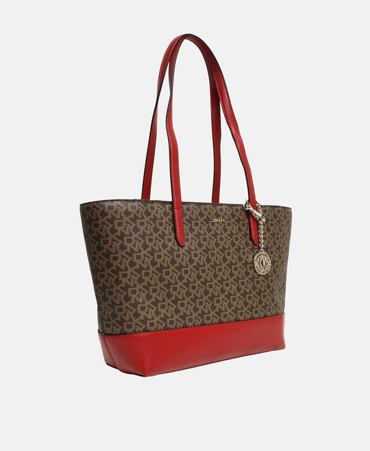 DKNY kožená kabelka tote Hnědá 1