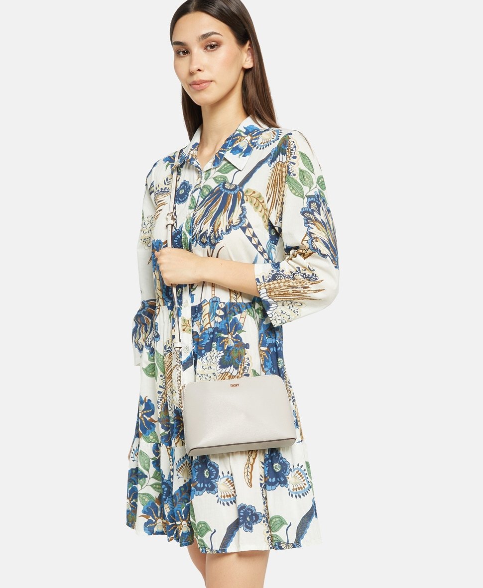 DKNY Kožená messenger taška Šedá 5
