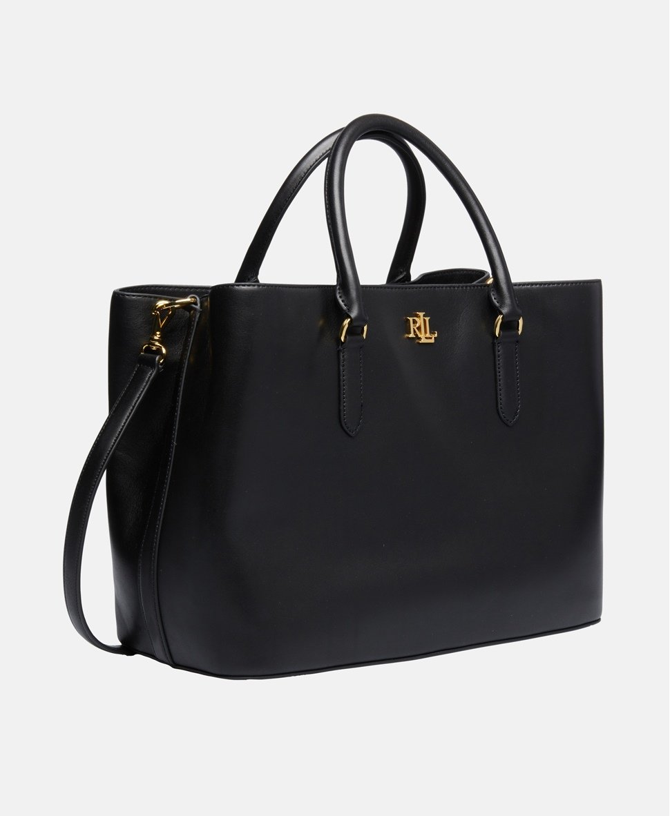 Lauren Ralph Lauren kožená kabelka tote Černá 1