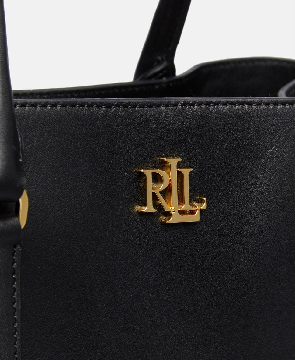 Lauren Ralph Lauren kožená kabelka tote Černá 2