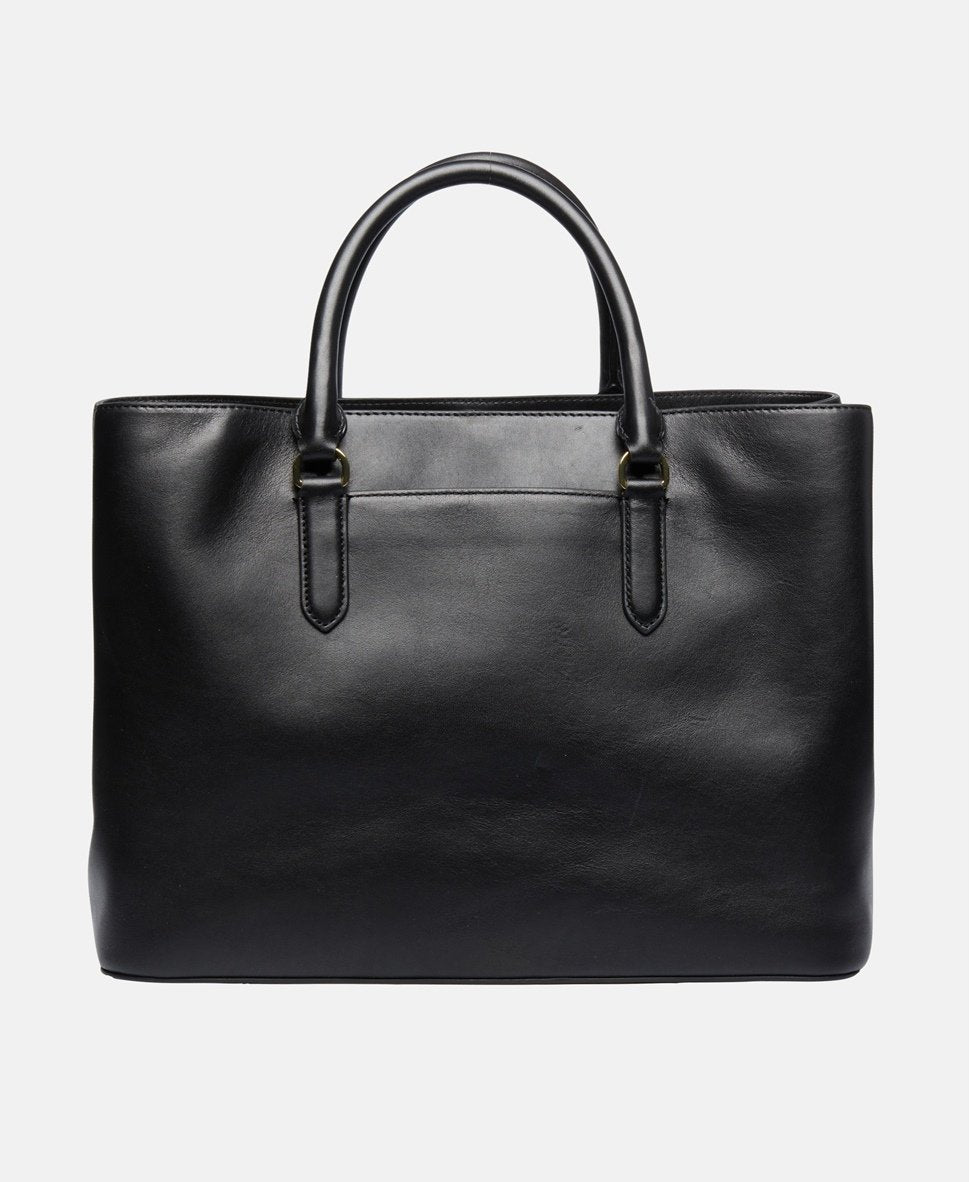 Lauren Ralph Lauren kožená kabelka tote Černá 4