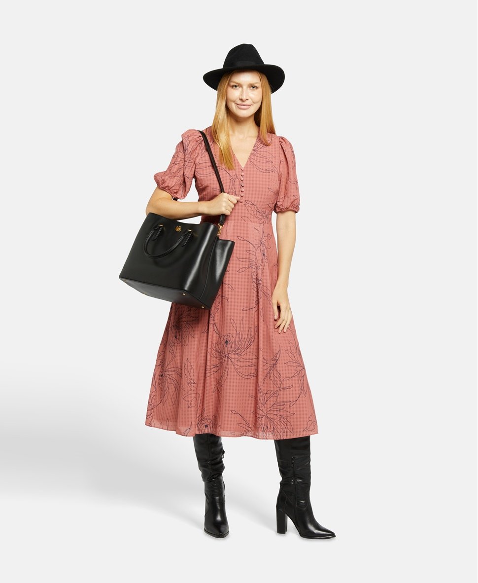 Lauren Ralph Lauren kožená kabelka tote Černá 5