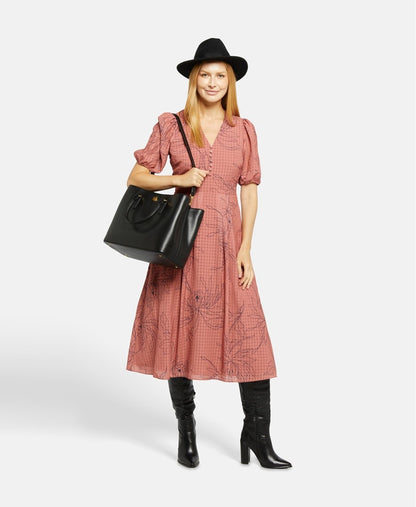 Lauren Ralph Lauren kožená kabelka tote Černá 5