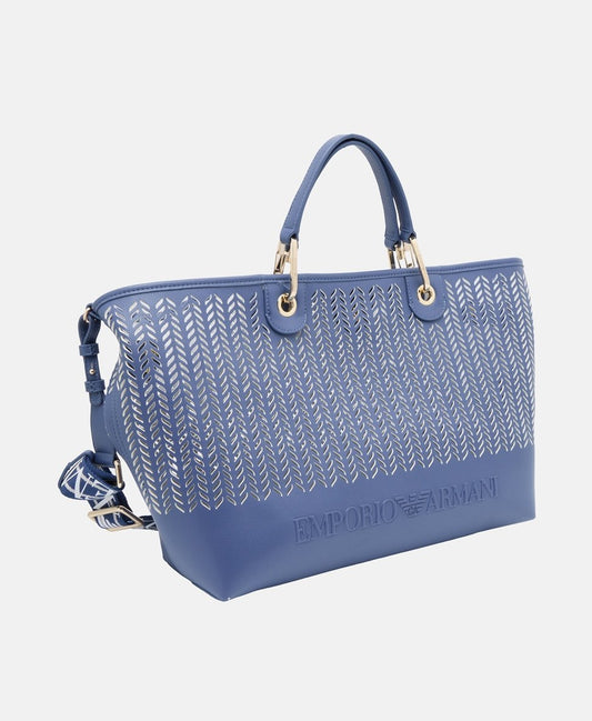 Emporio Armani kožená kabelka Modrá 1