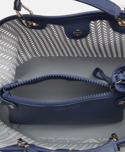 Emporio Armani kožená kabelka Modrá 3