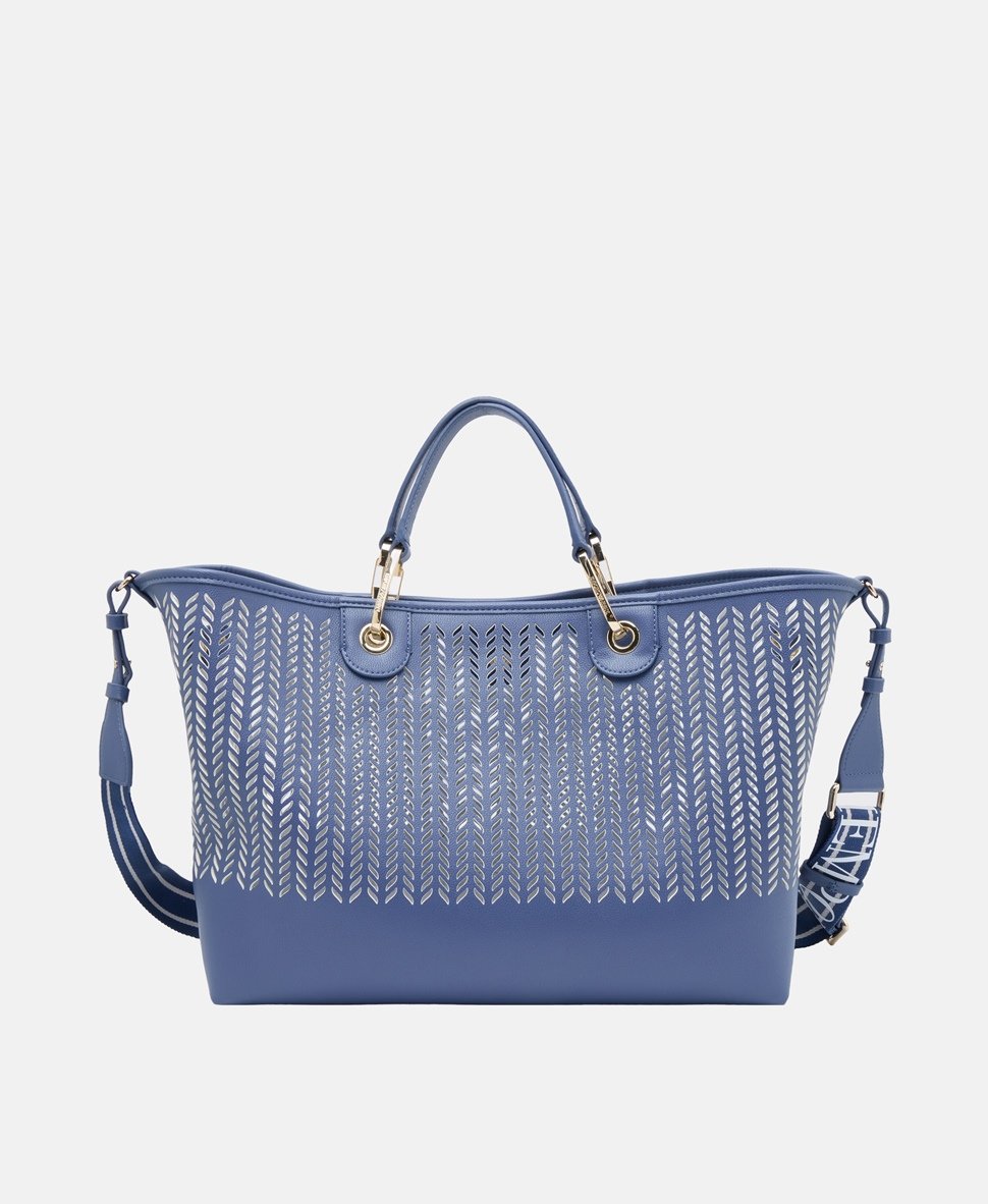 Emporio Armani kožená kabelka Modrá 4