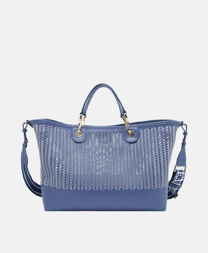 Emporio Armani kožená kabelka Modrá 4