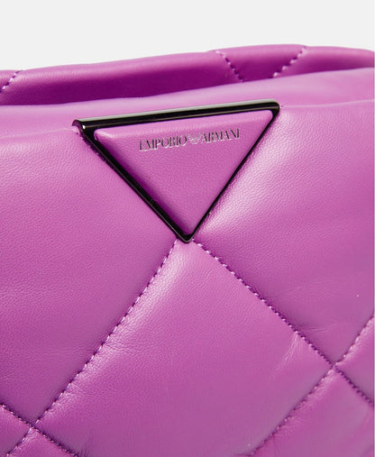 Emporio Armani Kožená messenger taška Fialová 2