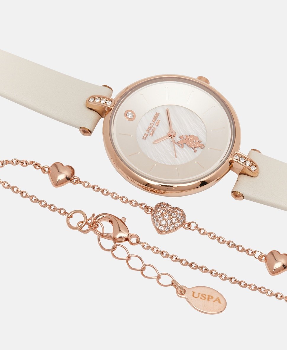 U.S. Polo Assn. sada hodinek a řetízkového náramku Bílá 2