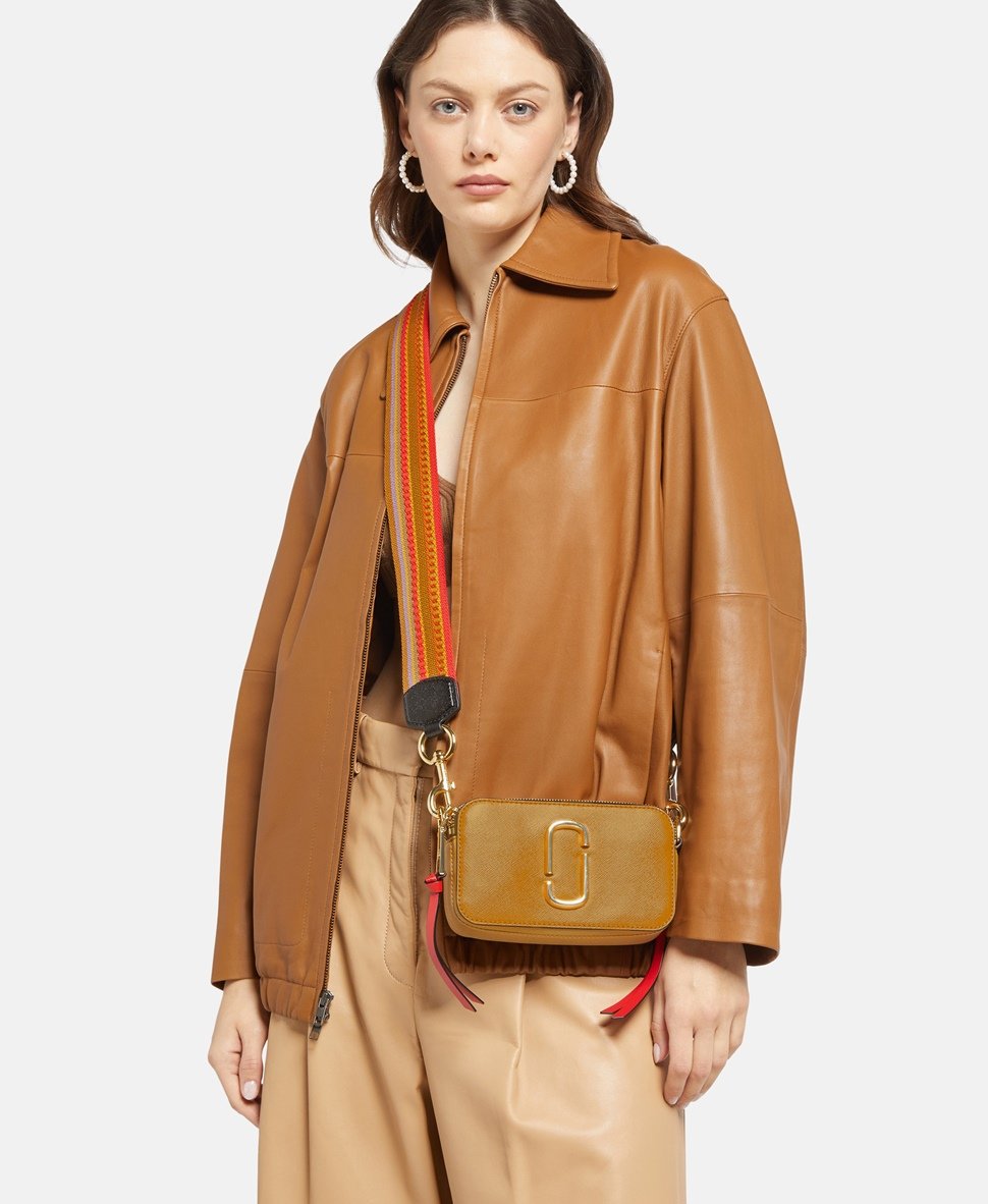 Marc Jacobs Kožená kabelka přes rameno Hnědá 5