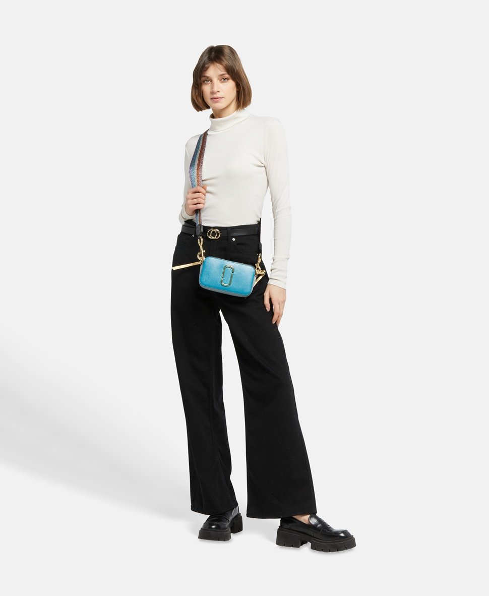 Marc Jacobs Kožená kabelka přes rameno Modrá 6