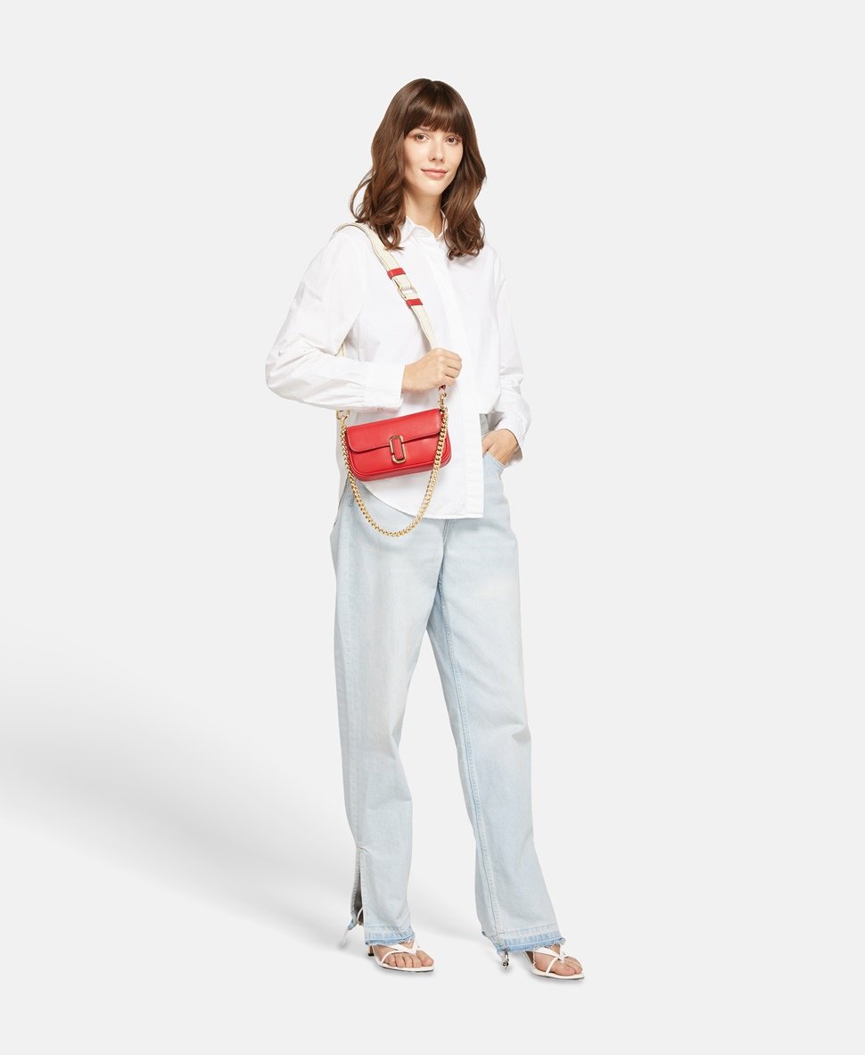 Marc Jacobs Kožená kabelka přes rameno Červená 6