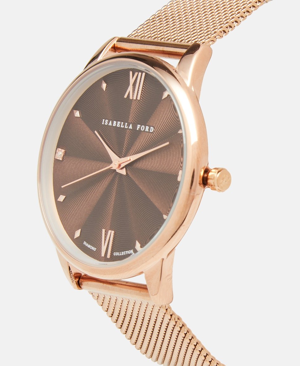 Isabella Ford hodinky s diamanty Růžově zlatá 2
