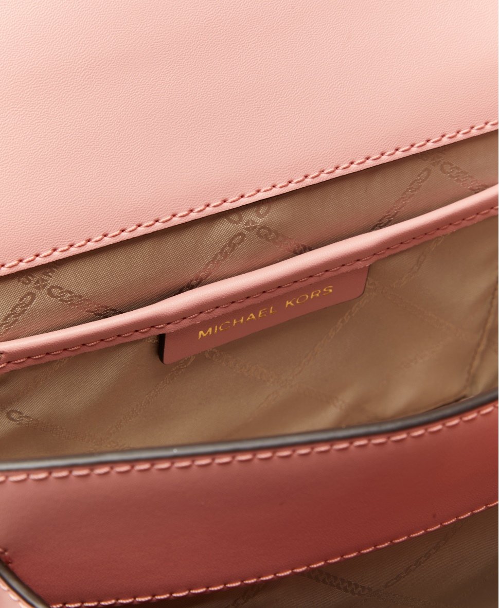 Michael Michael Kors Kožená kabelka přes rameno Starorůžová 3