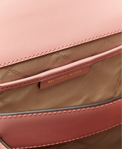 Michael Michael Kors Kožená kabelka přes rameno Starorůžová 3