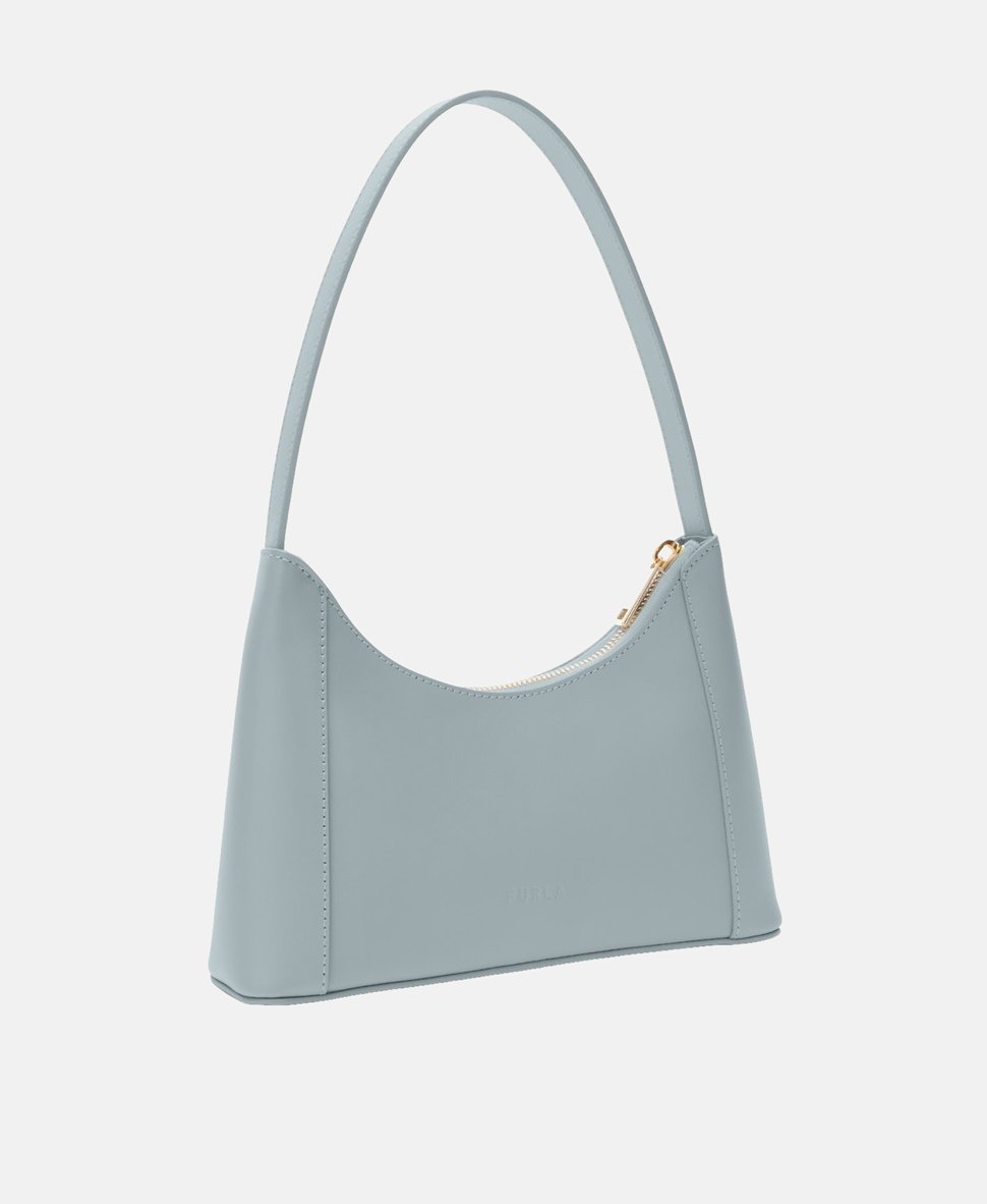 Furla Kožená kabelka přes rameno Světle modrá 5
