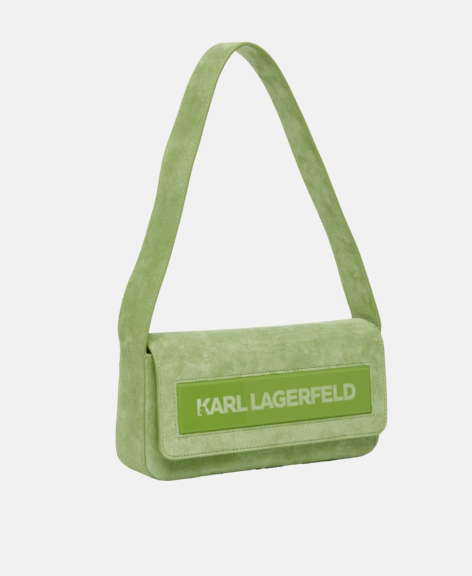 Karl Lagerfeld Kožená kabelka přes rameno Zelená 1