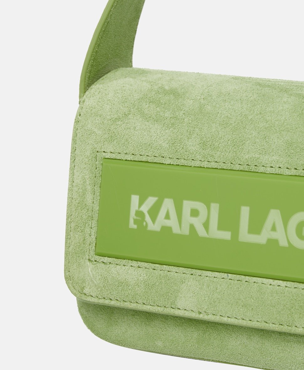 Karl Lagerfeld Kožená kabelka přes rameno Zelená 2
