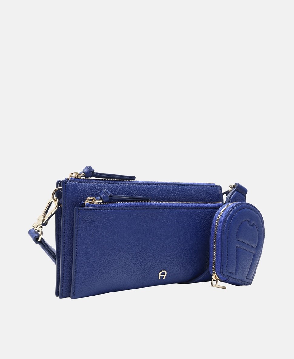 Aigner Kožená messenger taška Modrá 2