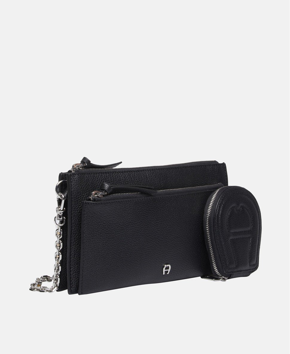 Aigner Kožená messenger taška Černá 2