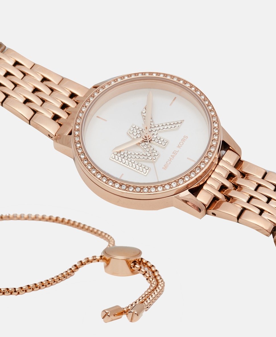 Michael Kors sada hodinek a náramku Růžově zlatá 2