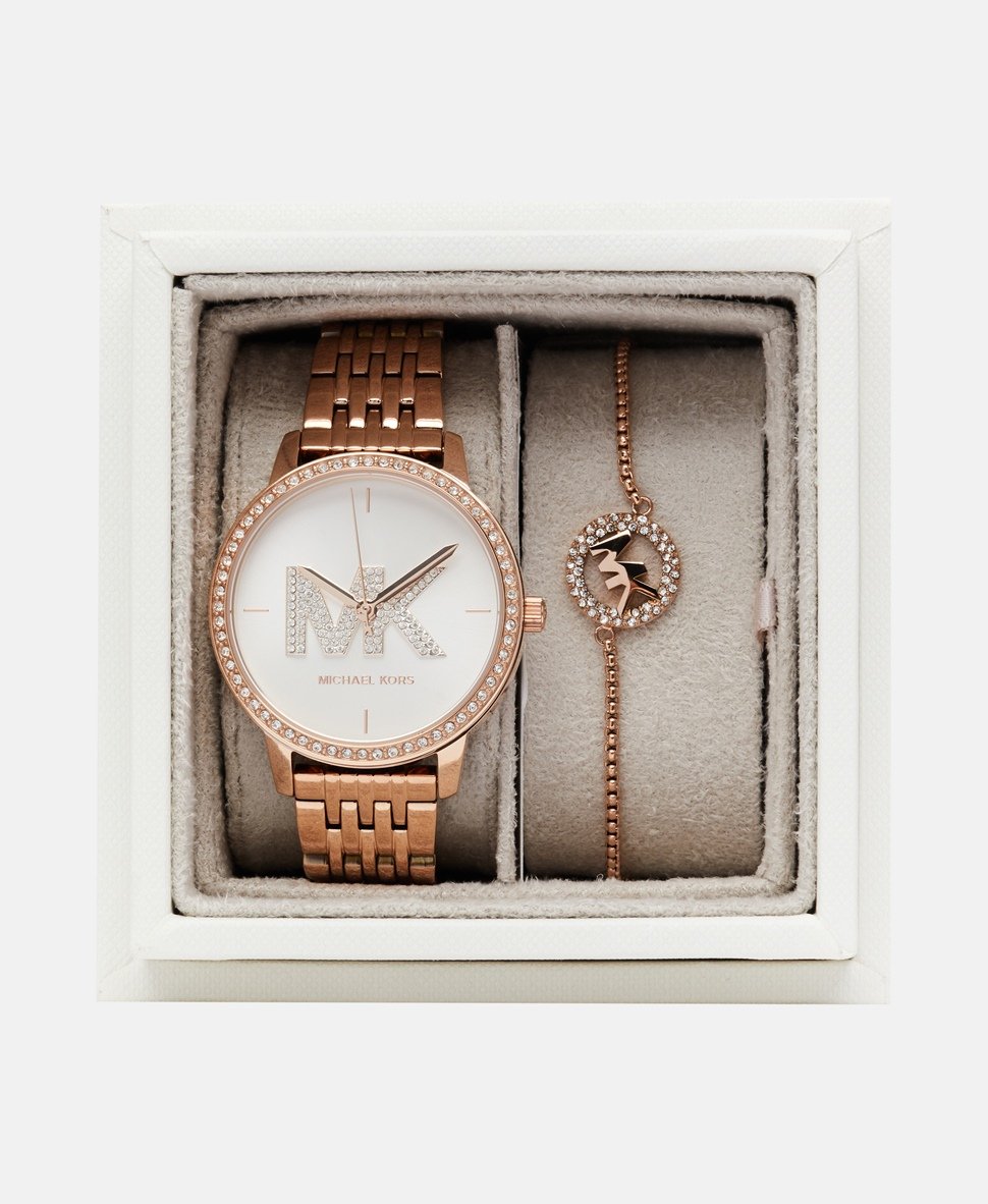 Michael Kors sada hodinek a náramku Růžově zlatá 4