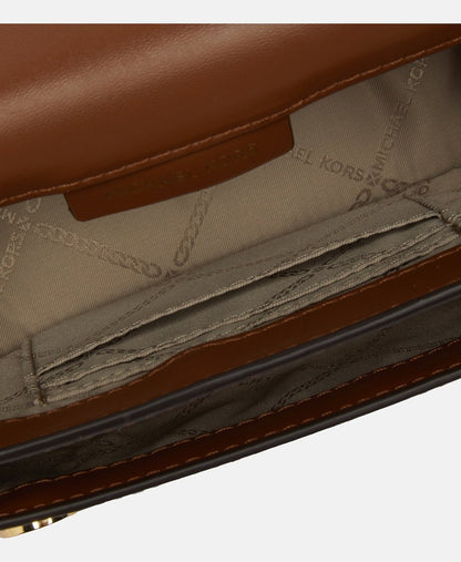 Michael Michael Kors Kožená kabelka přes rameno Koňaková 4