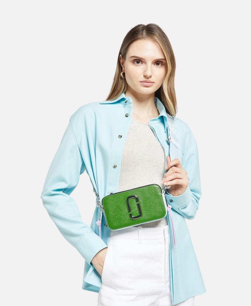 Marc Jacobs Kožená messenger taška Jablečně zelená 5