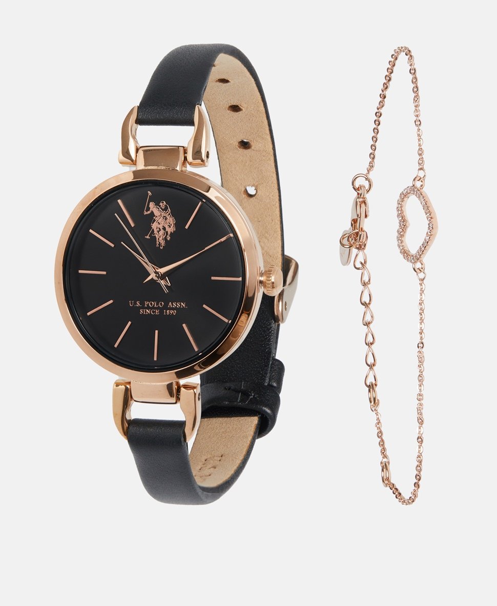 U.S. Polo Assn. sada hodinek a řetízkového náramku Růžově zlatá 1