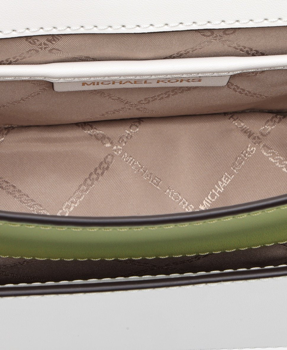 Michael Michael Kors Kožená kabelka přes rameno Khaki 3