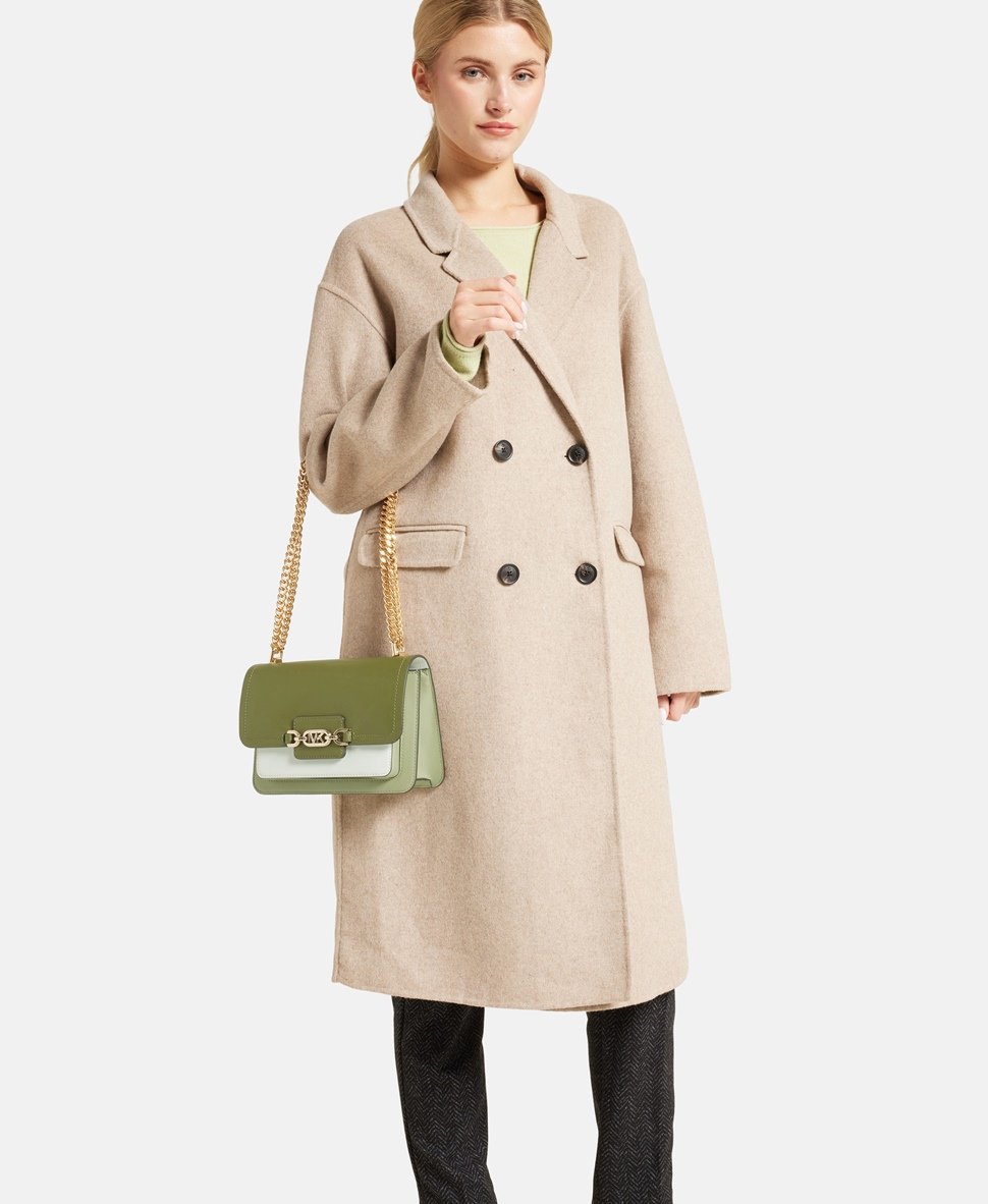 Michael Michael Kors Kožená kabelka přes rameno Khaki 5