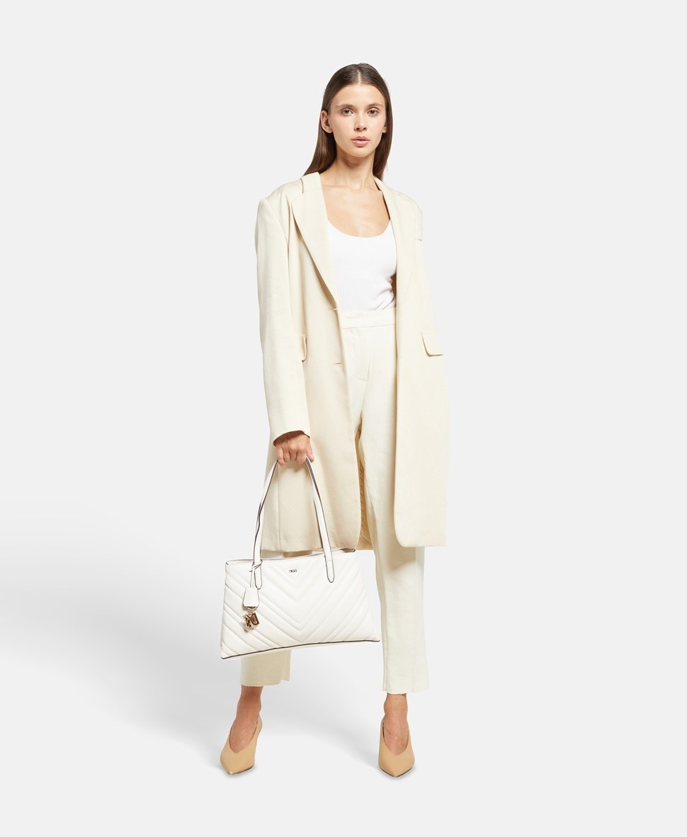 DKNY kožená kabelka tote Šedá 5