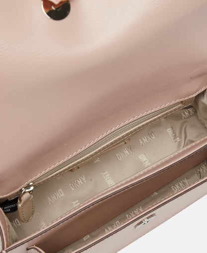 DKNY Kožená kabelka přes rameno Růžová 3