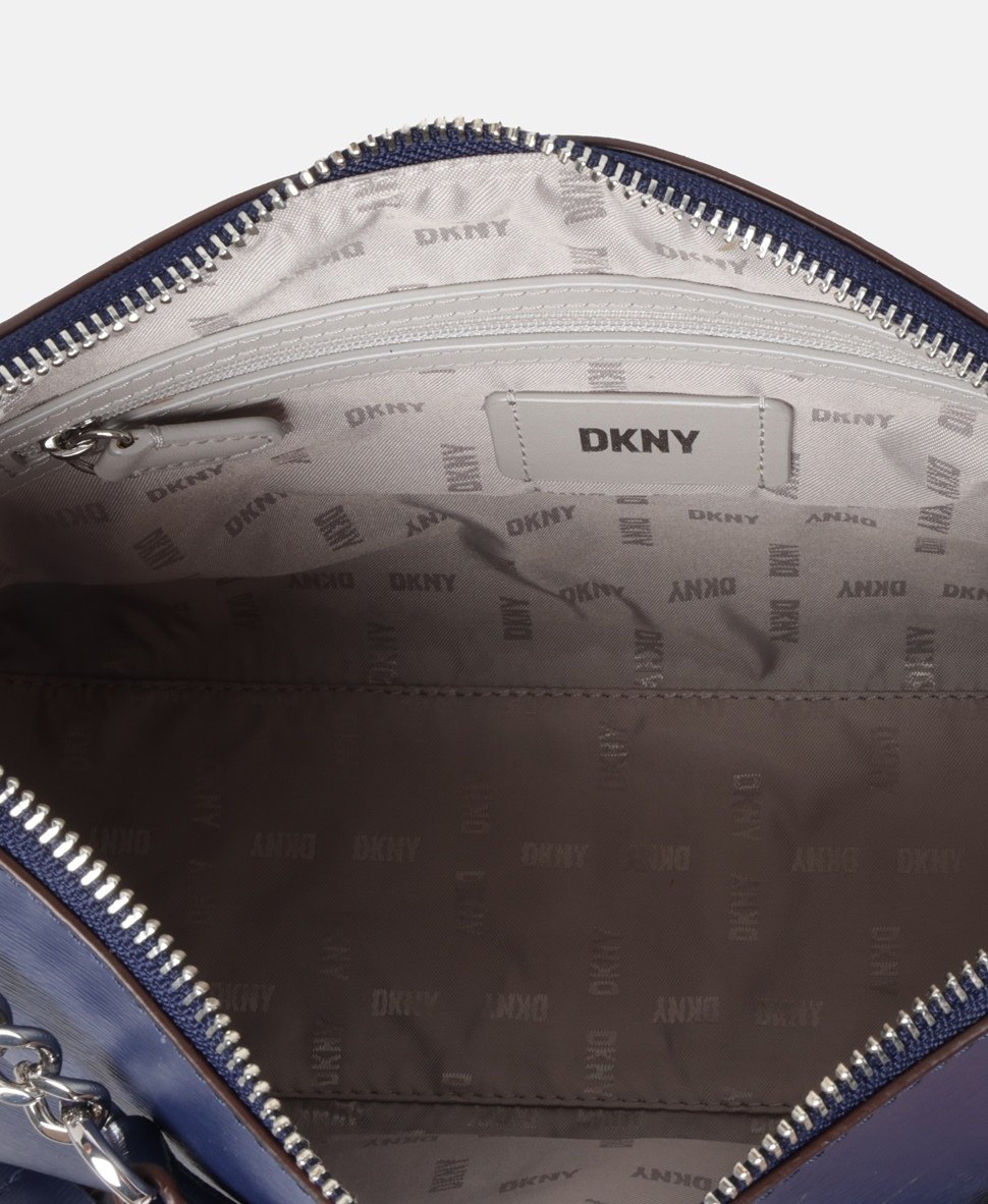 DKNY Kožená kabelka přes rameno Tmavě modrá 3