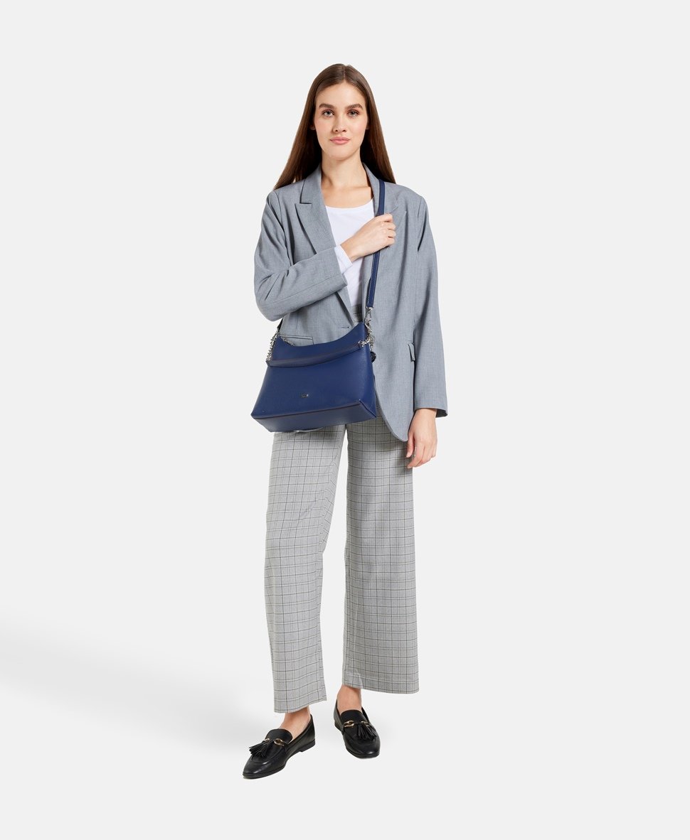 DKNY Kožená kabelka přes rameno Tmavě modrá 5