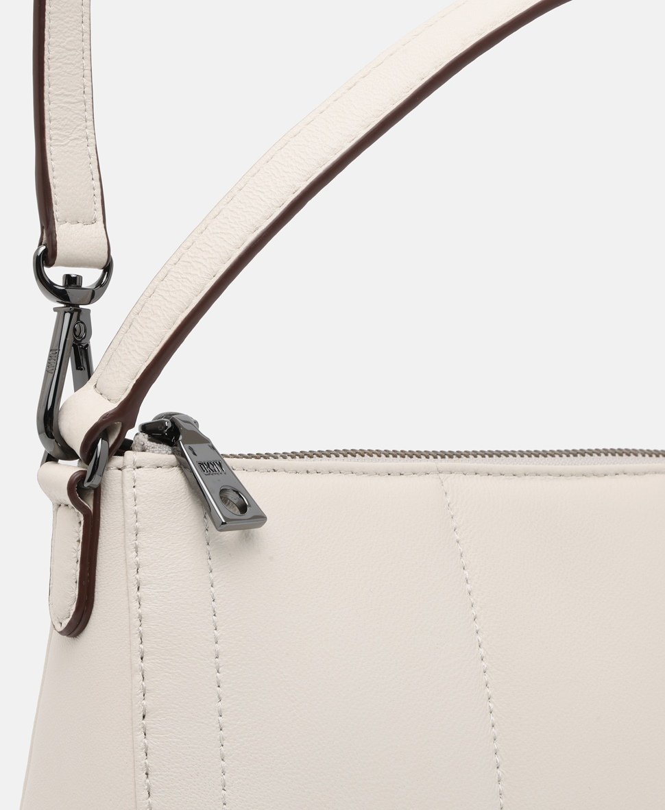 DKNY Kožená messenger taška Světle šedá 2