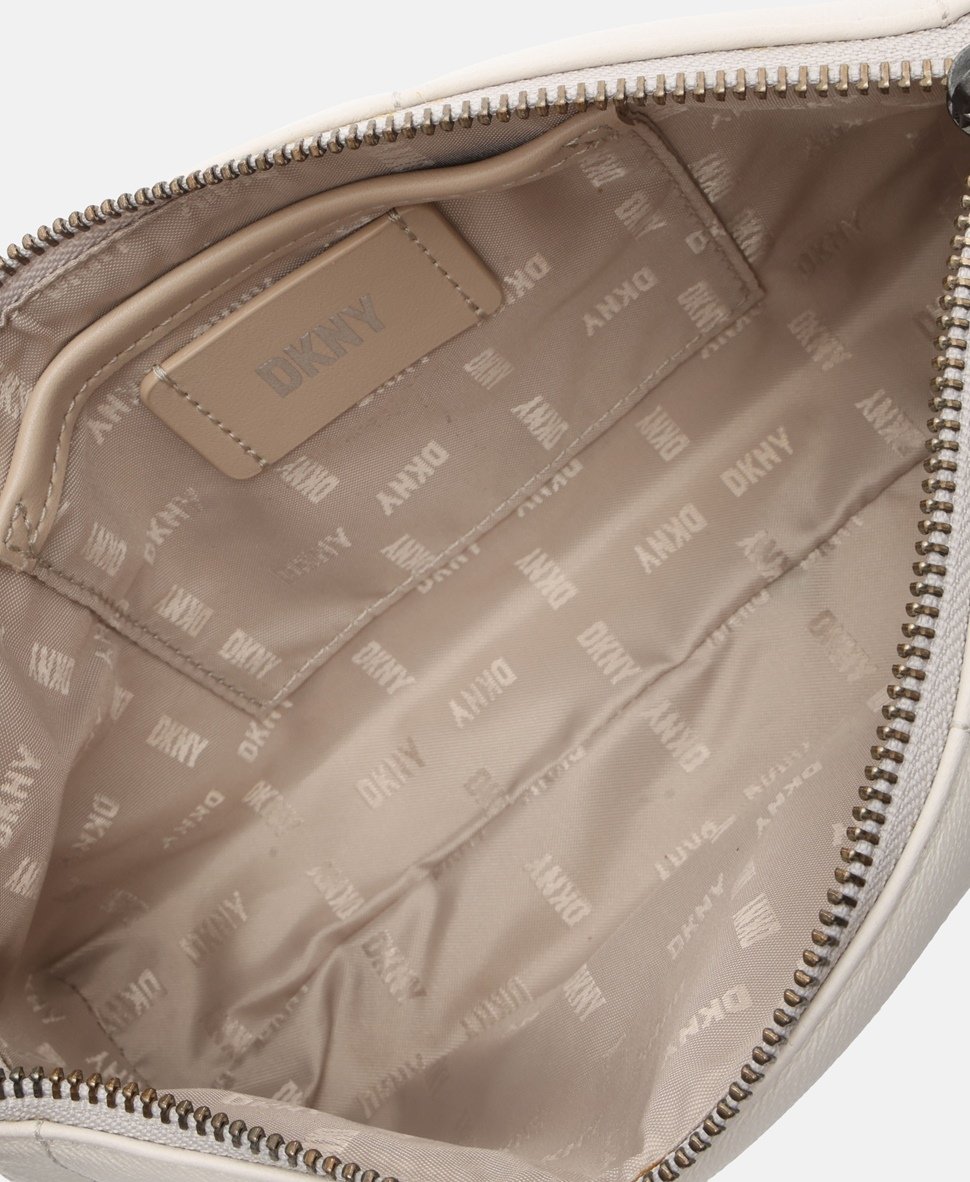 DKNY Kožená messenger taška Světle šedá 3
