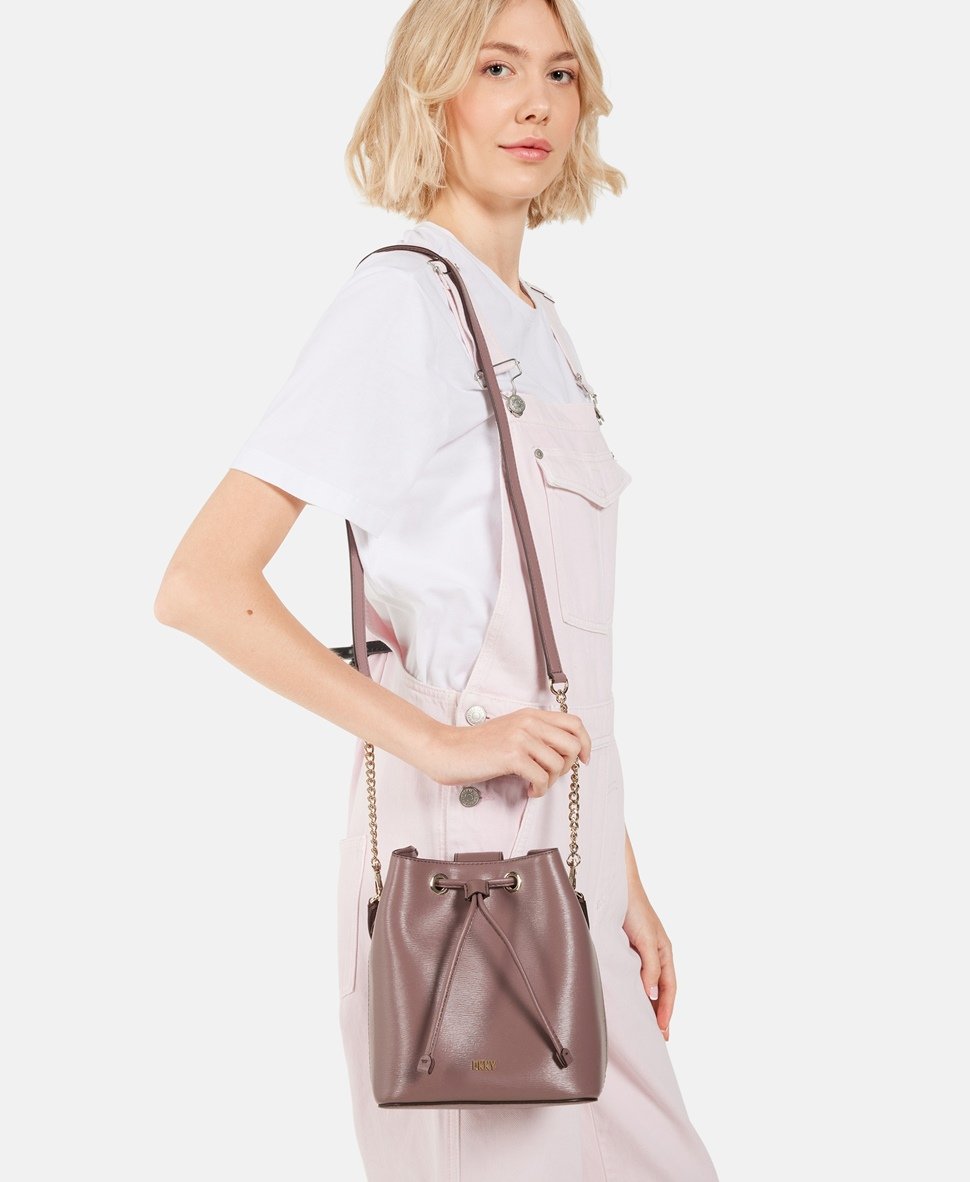 DKNY kožená hobo kabelka Taupe 5