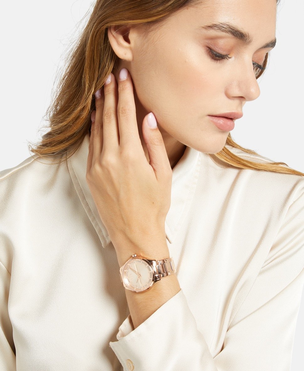 Armani Exchange hodinky Růžově zlatá 5