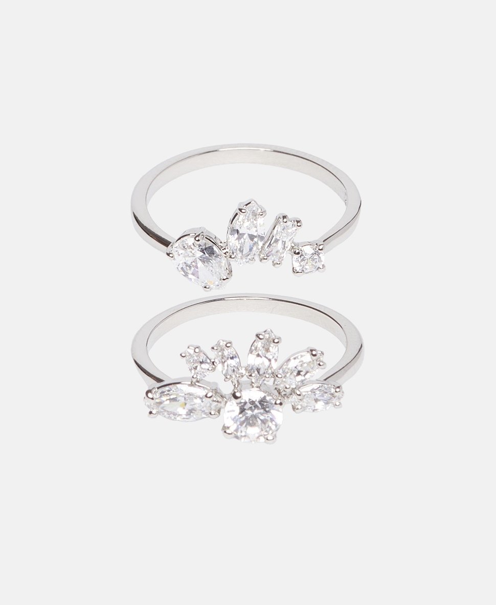 Swarovski prsteny, sada 2 kusů Stříbrná 1